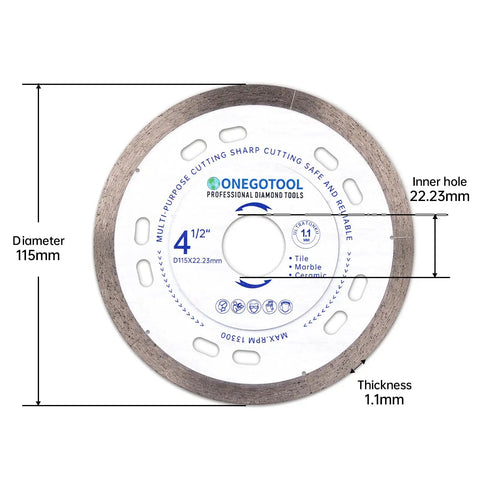 Ultra Thin Four And A Half Inch Tile Cutter Diamond Saw Blades Set For Angle Grinder Indestructible Disc with dimensions