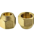 Five Eighths Inch Brass Flare Nut Set Two Pack SAE 45 Degree Flare Tube Fittings for Air Conditioning Copper Pipe Extensions