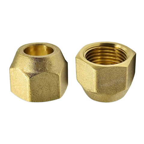 Five Eighths Inch Brass Flare Nut Set Two Pack SAE 45 Degree Flare Tube Fittings for Air Conditioning Copper Pipe Extensions