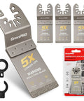 Heavy Duty Diamond Oscillating Saw Blades 4 Pack Crush Through Tile Grout And Mortar Clean Flush Cut Home Reno Workhorse Tool Built To Last Smooth Operation Every Time featuring diamond blades and adapters.