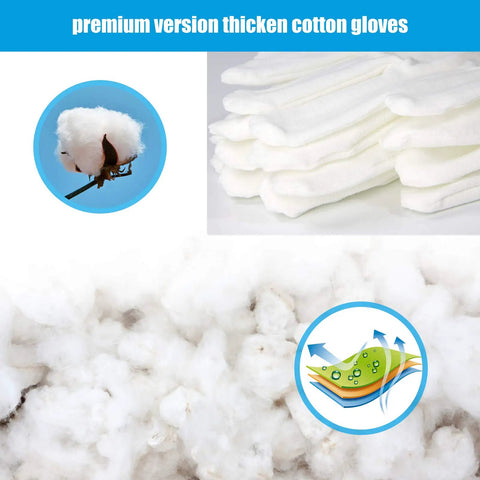Overnight White Cotton Gloves For Dry Hands And Eczema Care, 7 Pairs Washable 8.6 Inch Soft Breathable Spa Grade Nighttime Hand Treatment