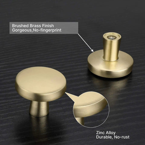 Brushed Gold Round Cabinet Knobs 20 Pack Zinc Alloy Brass Kitchen Cabinet Hardware For Dresser Drawers And Cabinets Premium Gold Tone Pulls With Classic Modern Luxury Finish