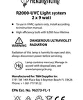 Whole House UV-C Air Purifier For HVAC Duct In-Duct Sterilization With Dual Lamps 120V 253.7nm product specifications and warnings.