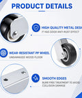 Two Piece Low Profile Caster Wheels With Rubber Non Slip Door Support Rollers Smooth Rolling Sliding Gate Glide Heavy Duty close-up of metal design and wear-resistant wheel