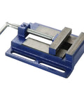 Built Like A Tank 4 Inch Drill Press Vise With Slotted Cast Iron Base And Precision Steel Jaw Plates close up view showing sturdy construction