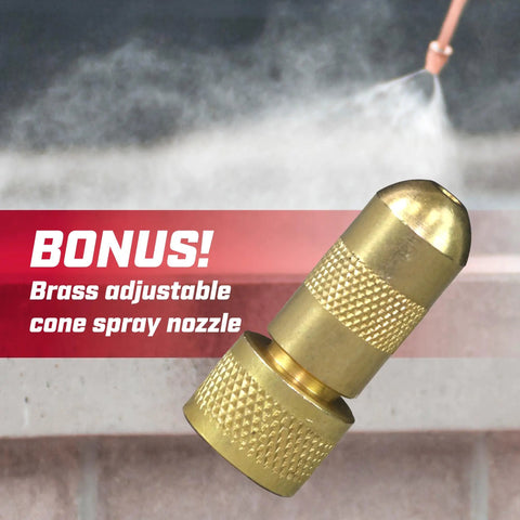 Brass adjustable nozzle from Pro Grade 3.5 Gallon Tri Poxy Open Head Sprayer for Concrete and Construction Jobs with Chemical Resistant Seals
