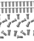 Metal Eyeglasses Repair Screws Kit, Small Replacement Set For Glasses, Sunglasses, And Watches, various sizes arranged in rows