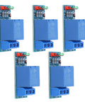 One Channel 5V Relay Module With Optocoupler Isolation ABS Relay Board For PLC Industrial Automation And Smart Home Plug And Play Set Of 5 Pro Grade Durable Electronic Components, 5 blue PCB modules