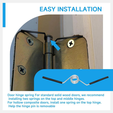 Self Opening Door Hinge Spiral Z Shaped Spring For 5/8 Inch Radius Hinges Automatic Door Reset installed on door hinge