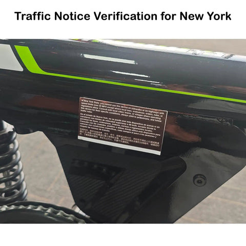 Traffic notice on Beast 1500W Peak And 1000W Continuous Motor Electric Bike For Adults in New York