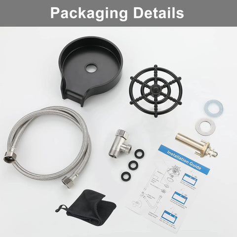 Glass Rinser For Kitchen Sink With Faucet, Bottle And Cup Washer components including hose, washers, and installation guide.