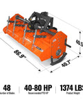 Heavy Duty 80 Inch Rotary Tiller For 40 To 80 HP Tractors With 3 Point Cat II Hitch Gear Driven Transmission PTO Shaft Included