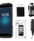 Android 13 Handheld Barcode Scanner With 5.5 Inch Touch Screen, 6GB RAM 64GB Storage, Hot Swap Battery, Dual SIM shown with accessories