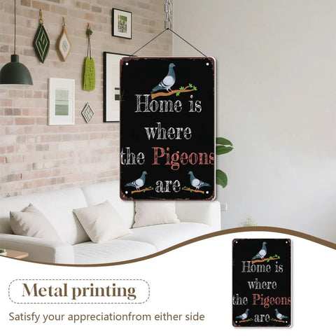 8x12 Inch Metal Sign Featuring Elegant Cute Homing Pigeon Racing Breed For Hobbyists And Animal Lovers Decor With Distinctive Artistic Fonts