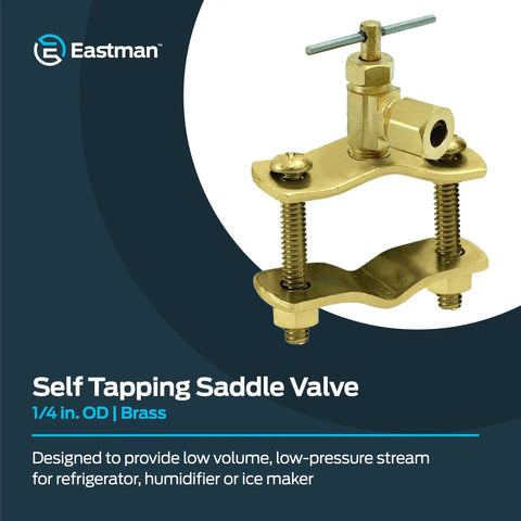 Self Tapping Saddle Valve For Ice Maker And Refrigerator Lines Brass Quarter Inch Quick Connect Low Pressure Water Supply Tap Kit With Gasket And Easy Install, 1/4 in. OD brass