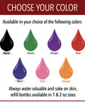 Kickass Custom Text Line Stamps With Self Inking Tech For Office And Home Personalized Rubber Stamp color options displayed in ink droplet shapes.