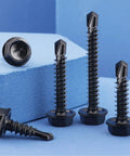 Self Drilling Screws Assortment Kit 150 Pieces For DIY Projects In 410 Stainless Steel Black Zinc Plated Hex Washer Head screws