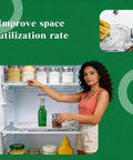 Woman using Two Pack Clear Acrylic Fridge Lazy Susan Organizer With 360 Degree Rotating Turntable for organized fridge storage.
