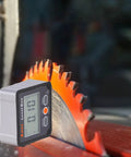 Built Tough Heavy Duty Digital Angle Finder With Crisp Backlit LCD Screen And Rock Solid Magnet Magnetic Level Box Inclinometer measuring angle on saw blade.
