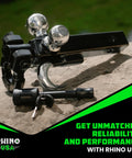 All In One Tri Ball Trailer Hitch Mount With Locking Pin And D Ring Shackle For Two Inch Receiver Recovery Hook Fits One Seven Eighths Inch Two Inch And Two Five Sixteenths Inch Balls Heavy Duty Tow Hitch For Trucks And SUVs Black displayed on rough surface with lock and key