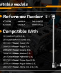 Sway bar link with reference numbers and compatible Nissan/Infiniti models displayed