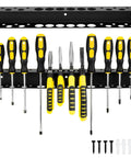 Wall Mounted Screwdriver And Pliers Organizer Rack For Garage Or Workshop, Heavy Duty Metal Tool Storage Shelf, Black 15.75 Inch