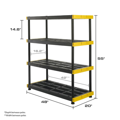 Heavy Duty 4 Tier Garage Storage Shelves With 4 Pack 27 Gallon Bins And Lids Built Tough To Stash Your Gear Tight And Support Heavy Loads Without Breaking A Sweat