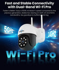 4K Wireless Outdoor Security Camera System, 8MP 4 Cam Kit With 5G And 2.4G WiFi, Auto Tracking, Pan Tilt, Color Night Vision, showing dual-band connectivity