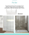 Opaque Sliding Shower Door Bumpers 2 Piece for Sliding Doors and Tub Enclosures, Clear Bumper Pads Made of Soft Flexible Rubber