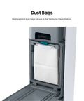 Replacement Dust Bags Pack Of 5 For Jet Stick Cordless Vacuum Cleaners With Clean Station No Mess Auto Empty System Keeps Dust From Flying Back Into The Air Grey in use with open compartment.