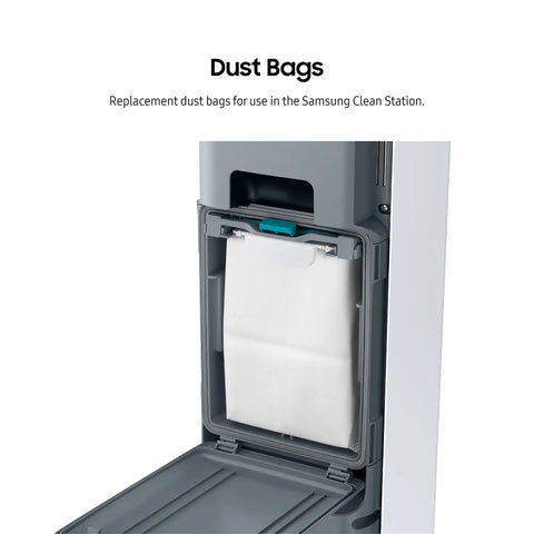 Replacement Dust Bags Pack Of 5 For Jet Stick Cordless Vacuum Cleaners With Clean Station No Mess Auto Empty System Keeps Dust From Flying Back Into The Air Grey in use with open compartment.