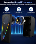 Desktop Computer Speakers With 6 Colorful RGB Lights USB Powered HiFi Stereo 2 Channel Enhanced Bass And Volume Control
