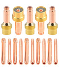 All-In-One TIG Welding Consumables Kit With Ten 3/32 Inch 10N24 TIG Collets And Five 45V26 Gas Lens Collet Bodies displayed