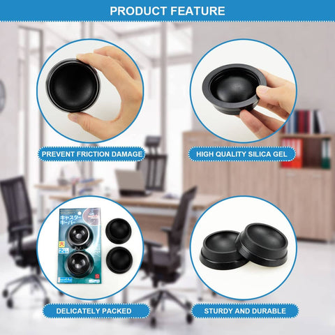 Four Pack Rubber Caster Cups For Furniture Wheels With Non Slip Grip Round Floor Protectors For Cribs Tables Chairs