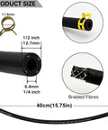 Fuel Line Hose Kit With Inline Fuel Filter And Shut Off Valve For Lawn Mower And Generator Engines showing dimensions and braided fibers