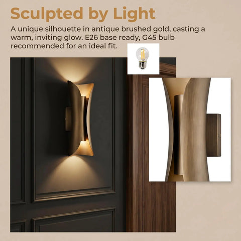 Mid Century 2 Light Brushed Brass Wall Sconce For Bathroom And Bedroom With Updated Canopy Dope Glam Art Deco Vibe Hardwired Wall Light In Sleek Metal Finish mounted on wall