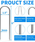 Heavy Duty Tough As Nails Six Inch U Shaped Garden Stakes Fifty Pack For Half Inch To One And A Half Inch Soaker Hoses Drip Irrigation Weed Barrier Landscape Staples For Fencing And Yard Decor Thick Eleven Gauge Galvanized Steel product dimensions and features