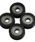 Beefed-Up U Type Groove Pulley Nylon Guide Roller Bearing Wheel Set 4 Pcs For Driving Equipment And Doors Windows, Smooth Low Noise Sliding, Heavy Duty Load Capacity Up To 63 Kg, 0.78 Inch By 0.19 Inch By 0.28 Inch black nylon U-groove bearing wheels