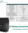 AC Miniature Circuit Breaker 25 Amp 120 Volt 240 Volt 3 Pole DIN Rail Mount 35mm UL 489 Listed MCB With 10kA Breaking Capacity