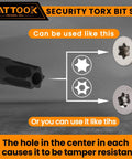 Premium Security Torx Bit Set With T Handle Ratchet Driver Forged From Industrial S2 Steel, demonstrating tamper-resistant bits.
