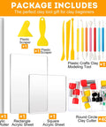 57 Piece Polymer Clay Tools Set With Acrylic Roller, Sheets, Scrapers, 12 Modeling Tools And 40 Stainless Steel Round Cutters