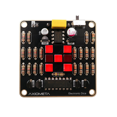 Top view of Electronic Dice Soldering Kit For Beginners And Students DIY LED Dice Circuit With 555 Timer And CD4017 Counter