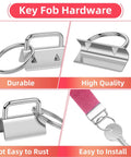 DIY Key Fob Hardware Set With Glass Running Pliers 40 Pieces Of 1 Inch Key Chain Hardware in silver showing durability features