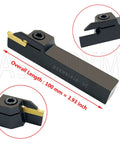 Lathe grooving/cut-off tool holder with 11 MGMN300-M carbide inserts, MGEHR1616-3, black body, 100 mm long