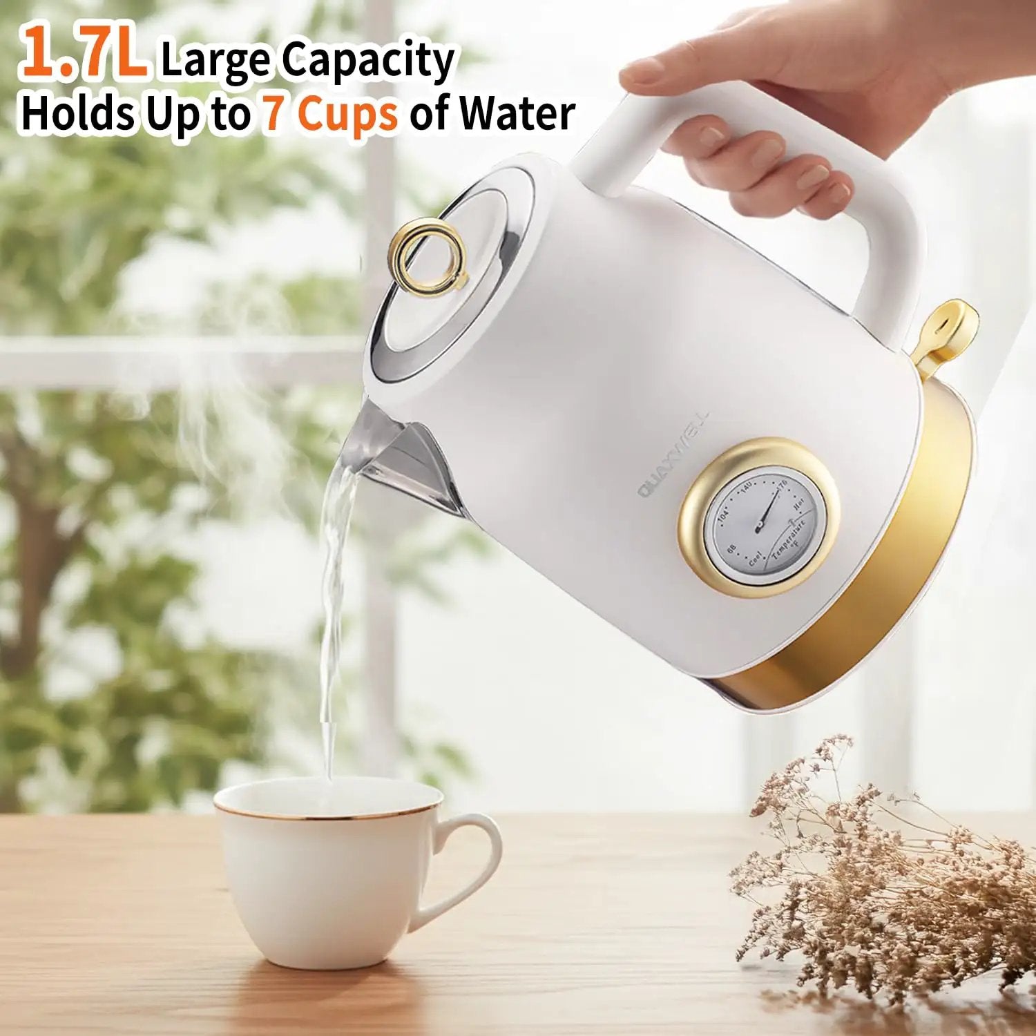 Retro Electric Tea Kettle 1.7L Fast Boil 1500W ✓