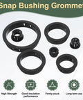 Round Cable Snap Bushing Grommets Pack Of 20, 1 Inch Black Snap In Protectors For Wires Hoses Tubes And Cords, Durable Polypropylene Seals