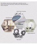 Image showing various uses of 304 stainless steel bolts in steel frame structure, home decoration, medical equipment, and auto parts.