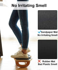 Person using Ergonomic Wood Foot Rest With Rocker Board For Standing Desks, Supports Up To 350 Lbs, Non Slip, 18 Inch Wide