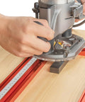 Adjustable Juice Groove Router Jig And Variable Square Template Guide With Precision Scaling For Cutting Boards Serving Trays And Pro Level Woodworking Projects With Zero Sweat Setup Measuring 23 6 By 23 6 In, being used for precise routing.