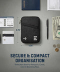 RFID Blocking Passport Holder And Travel Wallet Zippered Compact Organizer For Men And Women Fits Passport Cards Cash Tickets ID And SIM Card Premium Midnight Black with passport and cash included